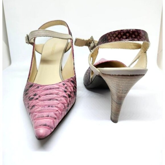 France Mode Women's Pink Snakeskin Sandal Heel Sizes 38 - Picture 1 of 9